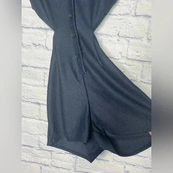 ASOS DESIGN rib jersey stretch collared retro romper in navy - Picture 5 of 8